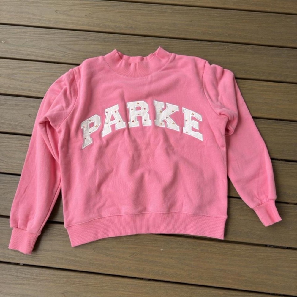 Parker Pink Crewneck with White Appliqué Logo
